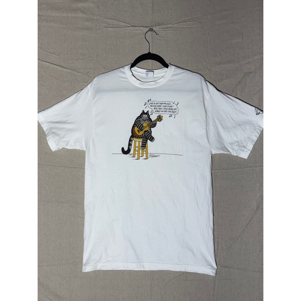 Crazy Shirts B Kliban Cat Mousies Guitar White Graphic T-Shirt Medium AX5W900